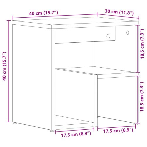  Éjjeli szekrény Fekete tölgy 40x30x40 cm Műanyag fa