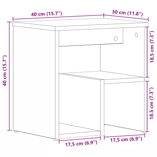  2 db Éjjeli szekrény Fekete Tölgy 40x30x40 cm Mérnöki fa