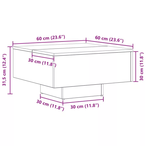  Kávézóasztal Fekete Tölgy 60x60x31,5 cm Mérnöki Fa