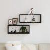  Fali Polcok 2 Darab Fekete Tölgy 60x15x23 cm Műanyag Fából Készült