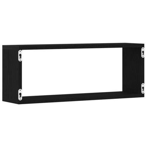  Fali Polcok 2 Darab Fekete Tölgy 60x15x23 cm Műanyag Fából Készült