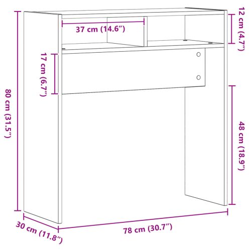  fekete tölgy konzolasztal - 78x30x80 cm - Műanyagfából készült