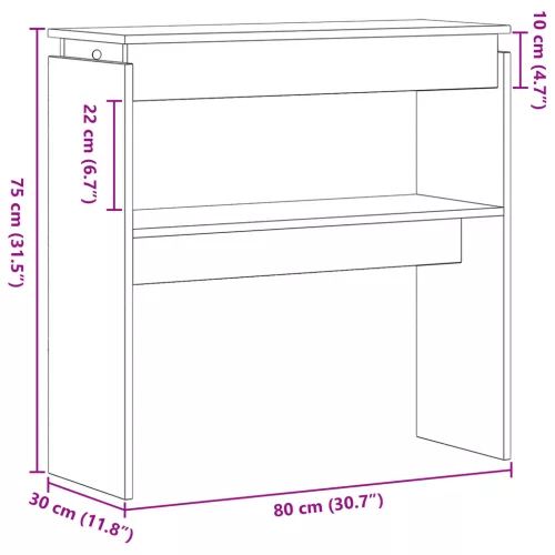  Fekete Tölgy Konzolasztal 80x30x80 cm Mérnöki Fa