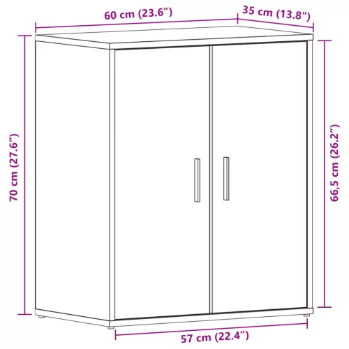  Cipőszekrény Fekete Tölgy 60x35x70 cm Műgyanta