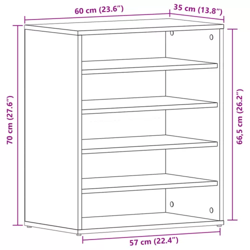  Cipőszekrény Fekete Tölgy 60x35x70 cm Műanyag
