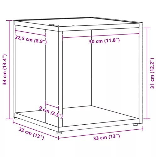  Oldal Asztal Fekete Tölgy 33x33x34,5 cm Műszaki Fa