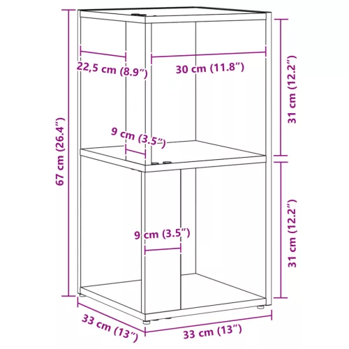  Sarokszekrény Fekete Tölgy 33x33x67 cm Műszaki Fa