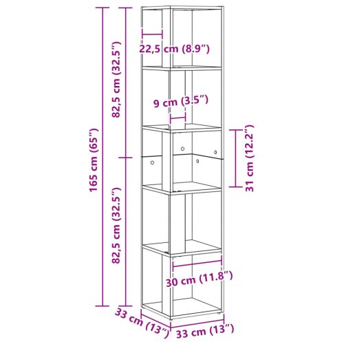  Sarokszekrény Fekete Tölgy 33x33x164,5 cm Műszaki Fa