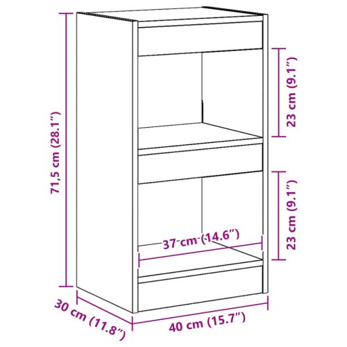  Könyvespolc/Szoba elválasztó Fekete Tölgy 40x30x71,5 cm