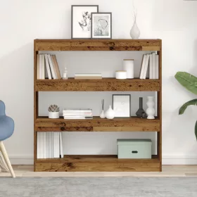    Könyves Szekrény/Szobaelválasztó - Rusztikus Fa - 100x30x103cm - Szerelt Fa