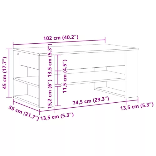  Dohányzóasztal Musta tammi 102 x 55 x 45 cm Faanyag