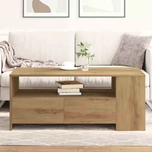  Dohányzóasztal - Kézműves tölgy - 102x55x43.5 cm - Mérnök fatömbből készült