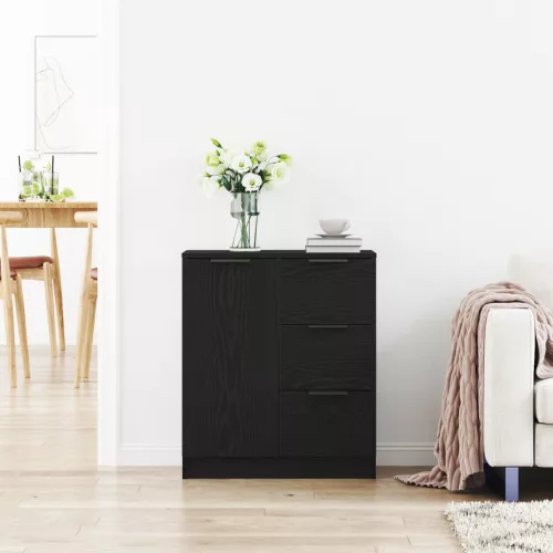  Fekete Tölgy oldalszekrény 60x30x70 cm Műanyagból készült