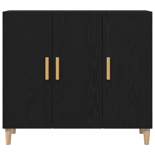  Oldalbord Fekete tölgy 90x34x80 cm Műgyanta fa