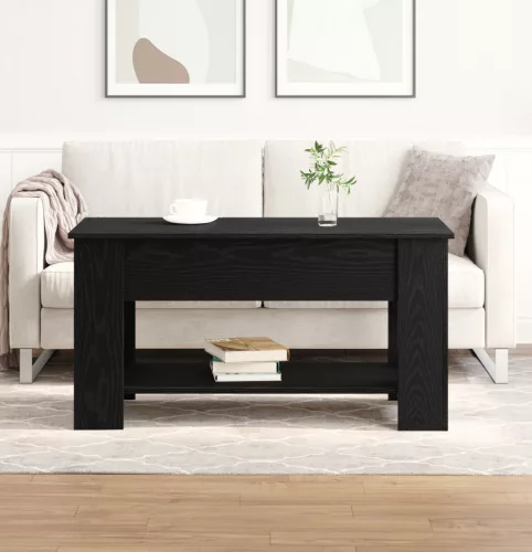  Fekete Tölgy Kávézóasztal - 101x49x52 cm Műanyagból készült