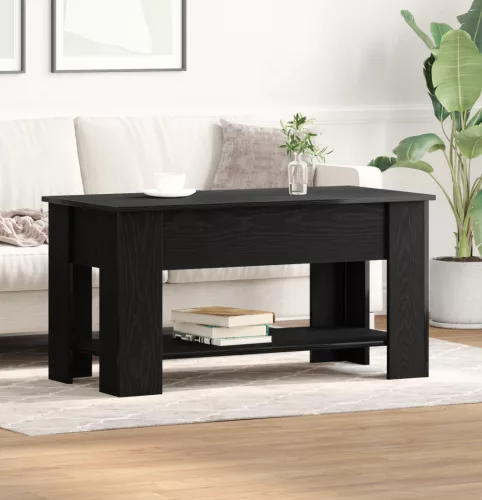  Fekete Tölgy Kávézóasztal - 101x49x52 cm Műanyagból készült