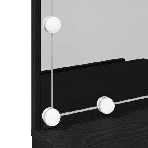  LED Sminkasztal Fekete Tölgy színben, 60x40x140 cm, Műszaki Fából készült