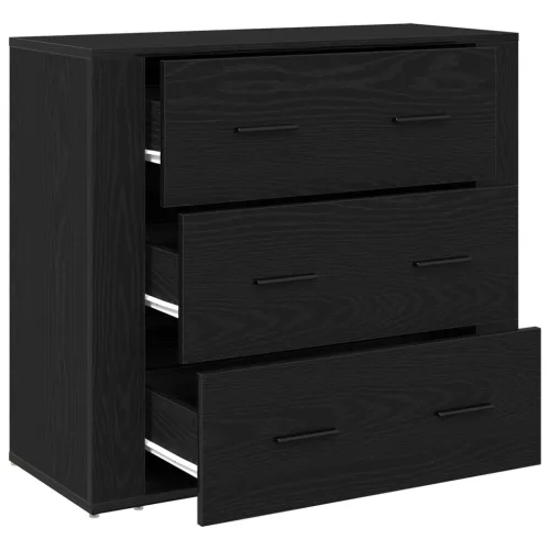  Oldalszekrény Fekete Tölgy 33x80x70 cm Műgyanta