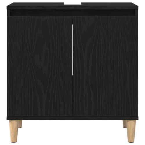  Mosdószekrény Fekete Tölgy 58x33x60 cm Műanyag