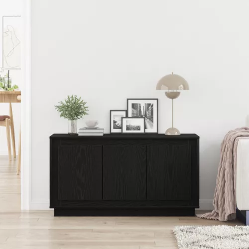  Oldalszekrény Fekete Tölgy 102x35x55 cm Mérnöki Fa