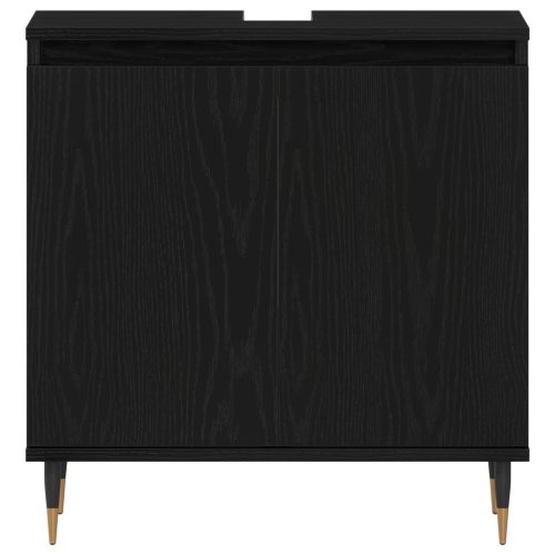  Fürdőszobai Mosdószekrény Fekete tölgy 58x33x60 cm Szerelt Fa