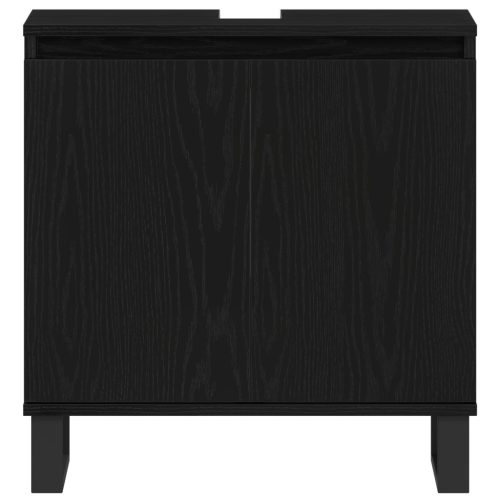  Fürdőszobai Mosdókagyló Szekrény Fekete Tölgy 58x33x60 cm Műgyanta