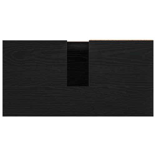  Fürdőszoba Mosdó Szekrény Fekete Tölgy 65x33x60 cm Műanyag