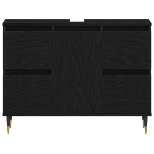  Fürdőszoba Mosdó Szekrény Fekete Tölgy 80x33x60 cm Mérnöki Fa