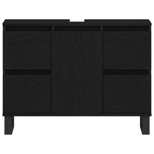  Fürdőszoba Mosdó Szekrény Fekete Tölgy 80x33x60 cm Mérnöki Fa