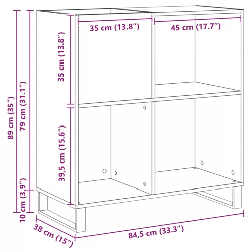  Rekordszekrény Fekete tölgy 84.5x38x90 cm Mérnöki faforgács