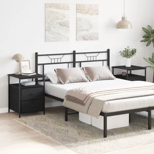  Éjjeli szekrények 2 db Fekete tölgy 44x45x60 cm Műanyag