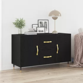  Oldalszekrény Fekete Tölgy 100x36x60 cm Mérnöki Fa