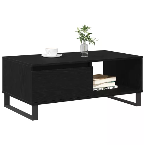  Fekete Tölgy Kávézó Asztal 90x50x36,5 cm Műszaki Fa
