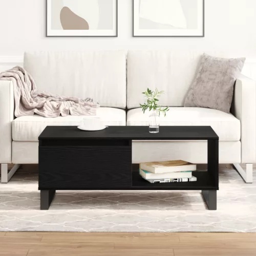 Fekete Tölgy Kávézó Asztal 90x50x36,5 cm Műszaki Fa