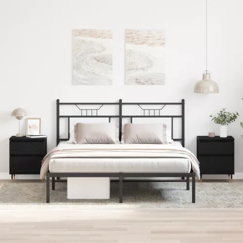  Éjjeli szekrények 2db Fekete tölgy 40x35x50 cm Szerelt fa