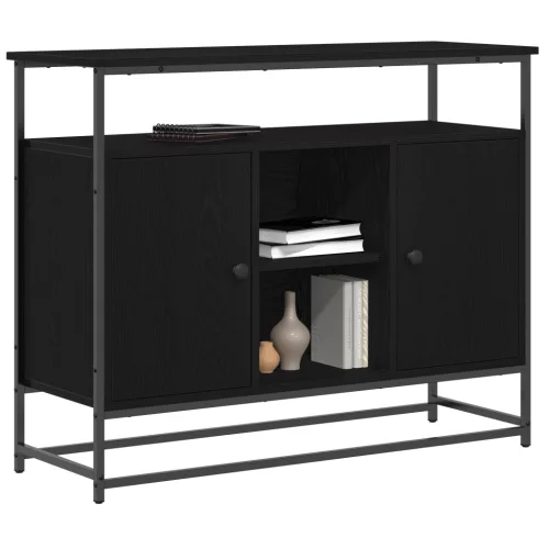  Fekete tölgy oldalszekrény 100x35x80 cm Műszaki fa és Acél