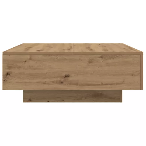  LED világítással ellátott kávézóasztal, ipari tölgy, 80x80x31 cm