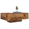  LED világítással ellátott dohányzóasztal régi fa 85x55x31 cm