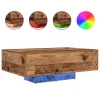  LED világítással ellátott dohányzóasztal régi fa 85x55x31 cm