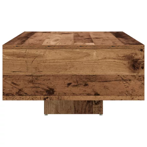  LED világítással ellátott dohányzóasztal régi fa 85x55x31 cm