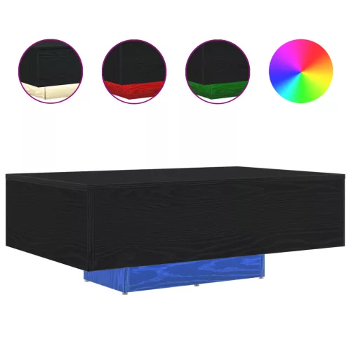  Dohányzóasztal LED világítással Fekete tölgy 85x55x31 cm