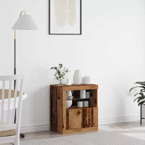  LED tálaló LED -es lámpákkal Barna 60,5 x 37 x 67 cm Faanyag