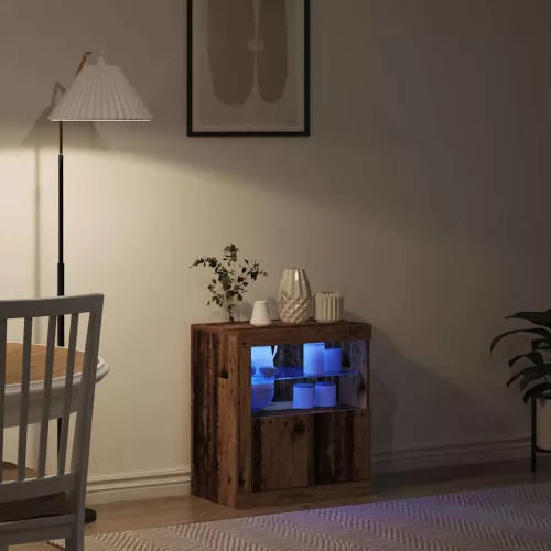  LED tálaló LED -es lámpákkal Barna 60,5 x 37 x 67 cm Faanyag