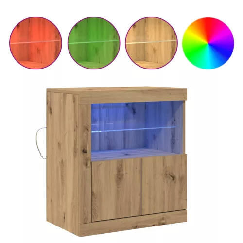  LED lámpás oldalszekrény Artisan tölgy 60,5x37x67 cm