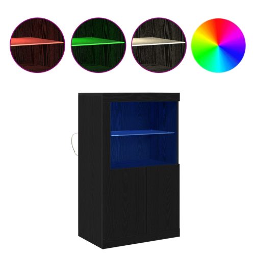  LED világítással ellátott fekete tölgyelő szekrény 60,5x37x100 cm