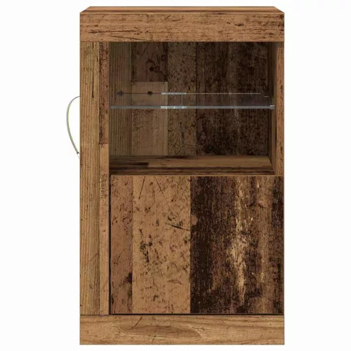  Oldal szekrény LED világítással 2 db Régi fa 41x37x67 cm