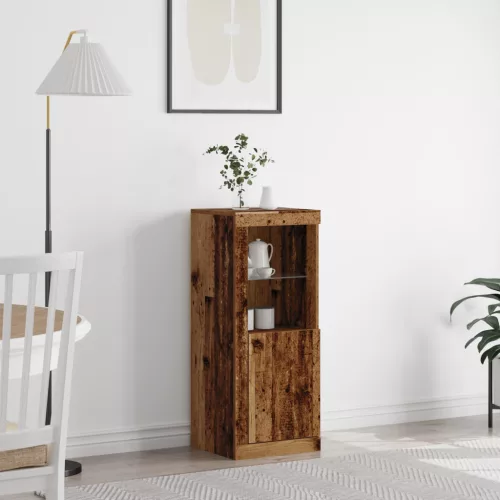  LED világítással rendelkező oldalajtó régi fa 41x37x100 cm