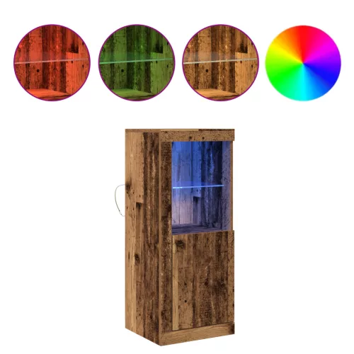  LED világítással rendelkező oldalajtó régi fa 41x37x100 cm