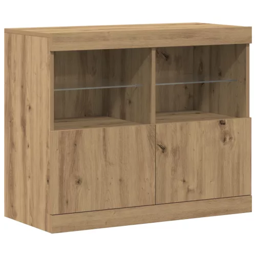  büfé LED világítással Kézműves tölgy 81x37x67 cm