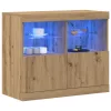  büfé LED világítással Kézműves tölgy 81x37x67 cm
